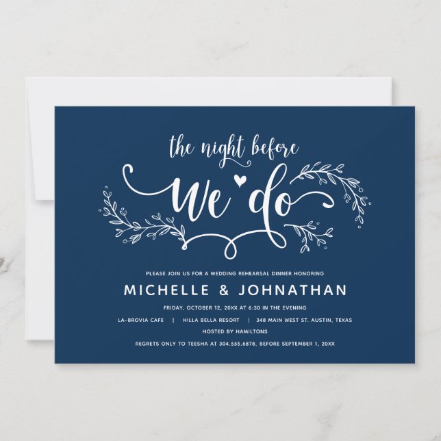 Rustic Botanical Wedding Rehearsal Dinner Invitation (Front)