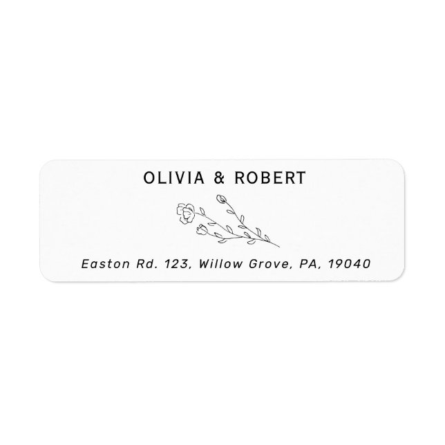 Rustic Botanical Wedding Return Address  Label (Front)