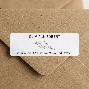 Rustic Botanical Wedding Return Address Label