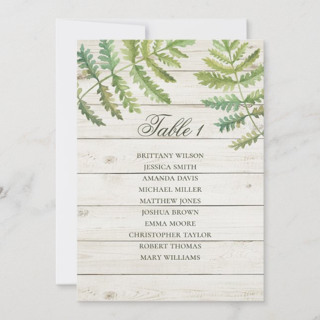 Rustic botanical wedding seating chart. Wood barn Invitation (Front)