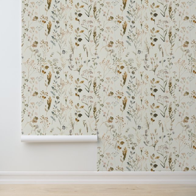 Rustic Botanical Wildflower Cottagecore Wallpaper (Application)