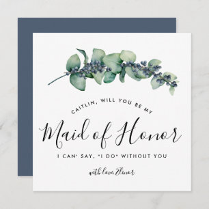 Rustic Botanical Will You be My Maid of Honour Car Invitation