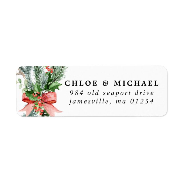 Rustic Botanical Winter Wedding Return Address (Front)