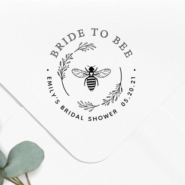 Rustic Botanical Wreath Bride to Bee Bridal Shower Rubber Stamp (Creator Uploaded)
