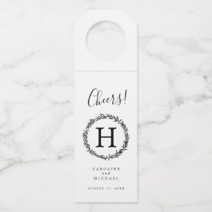 Rustic Botanical Wreath Elegant Wedding Monogram Bottle Tag