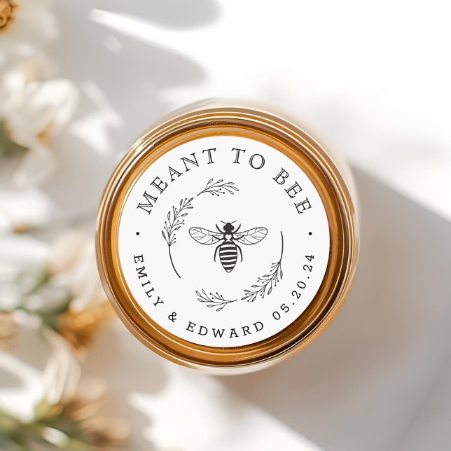 Rustic Botanical Wreath Meant to Bee Wedding Favou Classic Round Sticker (Creator Uploaded)