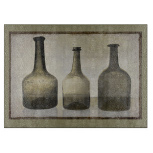 Rustic Bottles Still Life Art Cutting Board