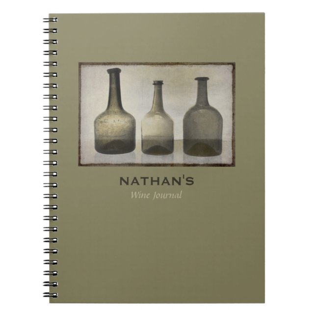 Rustic Bottles Still Life Art Personalised Wine Notebook (Front)
