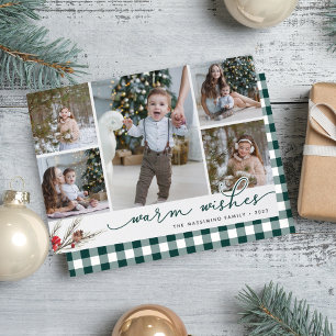 Rustic Bough Holiday Photo Collage Card