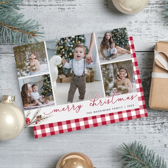 Rustic Bough | Holiday Photo Collage Card (Creator Uploaded)