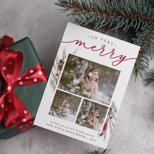 Rustic Bough | Holiday Photo Collage Card (Creator Uploaded)