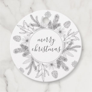 Rustic Boughs Merry Christmas Modern Gift Tags