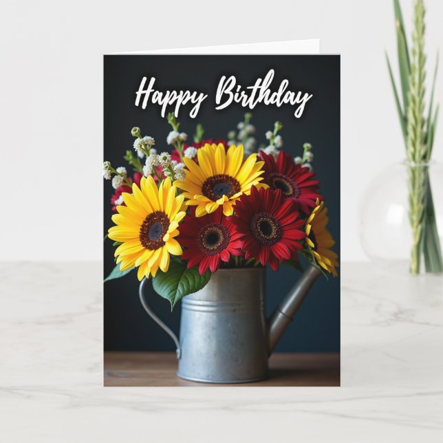 Rustic Bouquet Birthday Card (Front)