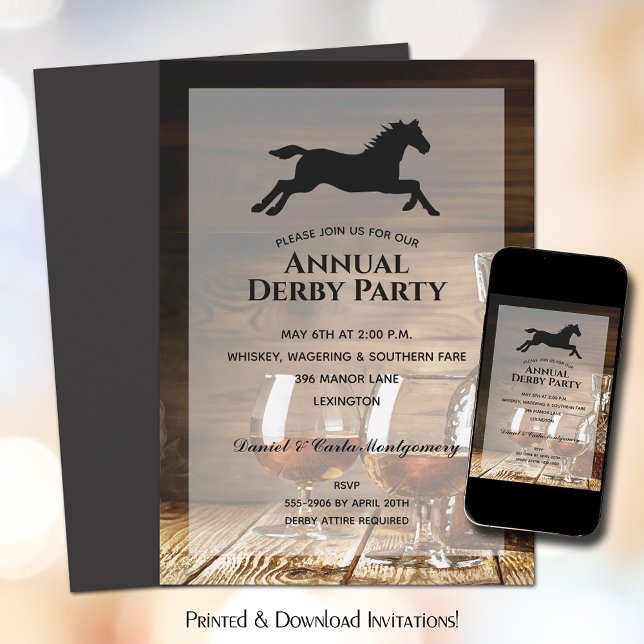 Rustic Bourbon Derby Party Invitation (Creator Uploaded)