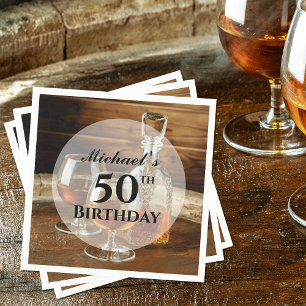 Rustic Bourbon Whiskey Birthday Party Napkin