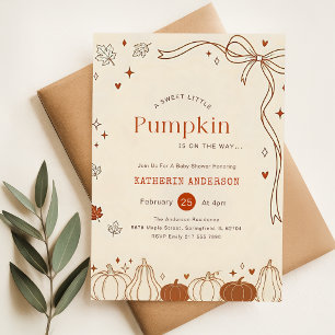 Rustic Bow Fall Little Pumpkin Baby Shower Invitation