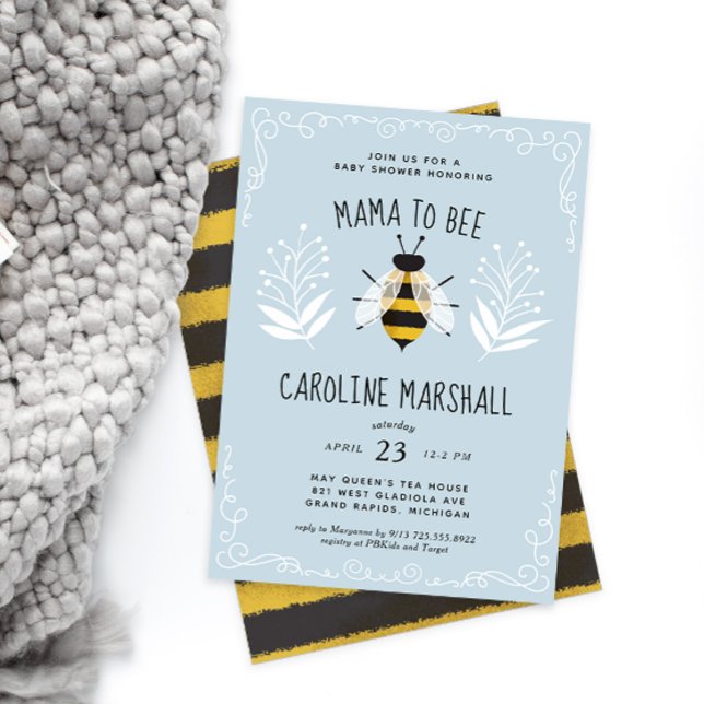 Rustic Boy Mama to Bee Baby Shower Invitation (Creator Uploaded)