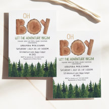 Rustic Boy Watercolor Woodland Baby Shower 
