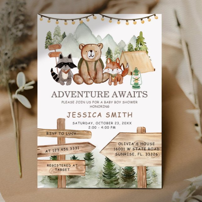 Rustic Boy Woodland Forest  Animals Baby Shower  Invitation (Creator Uploaded)