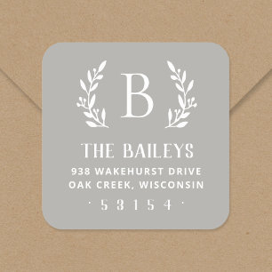 Rustic Branch Family Monogram Return Address Label