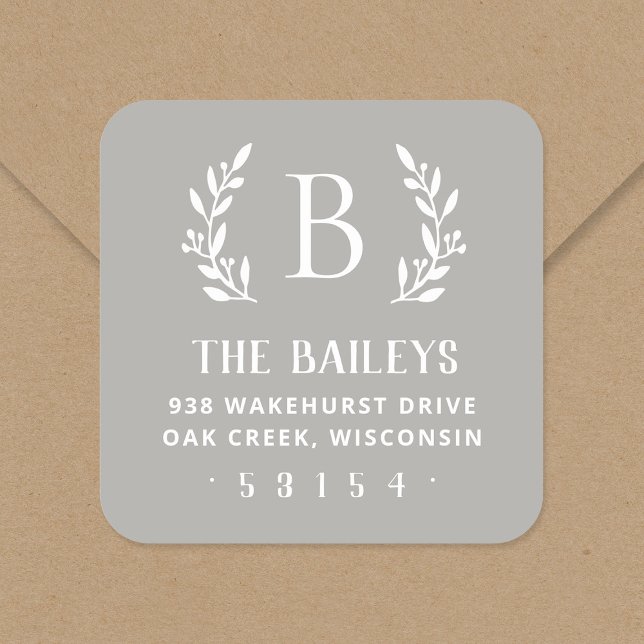 Rustic Branch Family Monogram Return Address Label (Creator Uploaded)