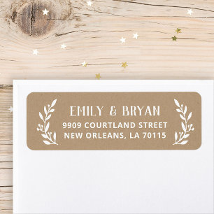 Rustic Branch Faux Kraft Wedding Return Address