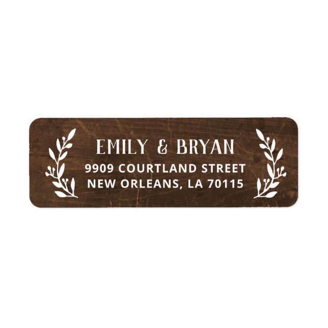 Rustic Branch Faux Wood Wedding Return Address (Front)