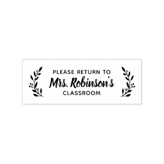 Rustic Branch Teacher Bookplate Label Rubber Stamp
