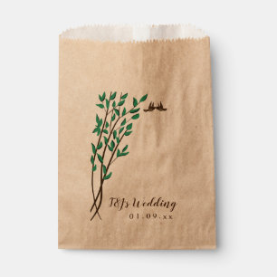 Rustic Branches and Greenery Love Birds Wedding Favour Bags