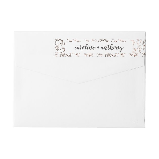 Rustic Branches Copper Foil Autumn Fall Wedding Wrap Around Label (Back)