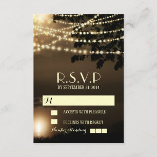 Rustic branches lights wedding RSVP cards