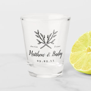 Rustic Branches Wedding Monogram Shot Glass