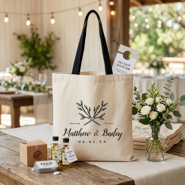 Rustic Branches Wedding Monogram Tote Bag (Creator Uploaded)