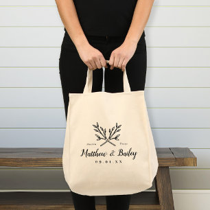 Rustic Branches Wedding Monogram Tote Bag