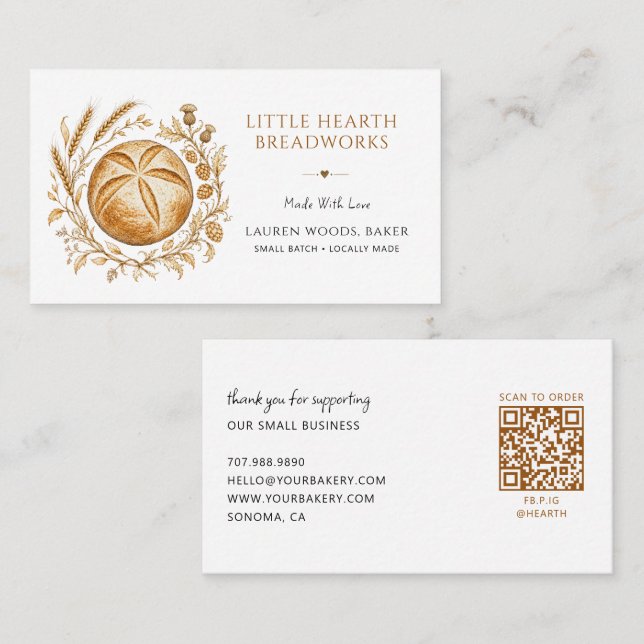 Rustic Bread Bakery  Business Card (Front/Back)