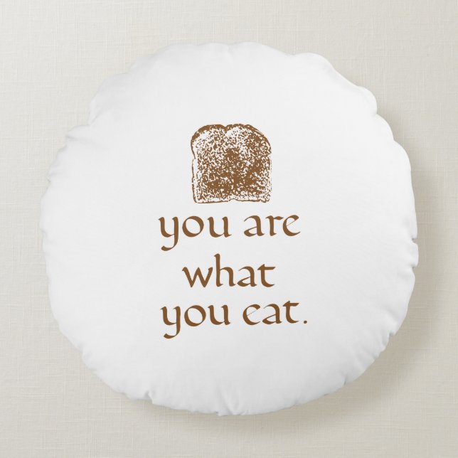 Rustic Bread & Handwritten Text Round Pillow (Front)