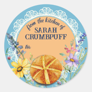 Rustic bread loaf from the kitchen of personalised classic round sticker