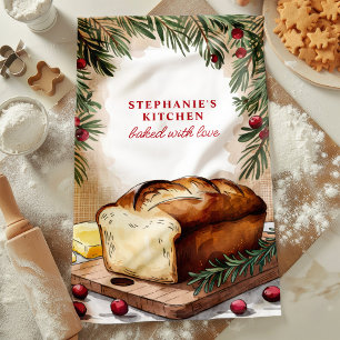 Rustic Bread Loaf Personalised Christmas Tea Towel