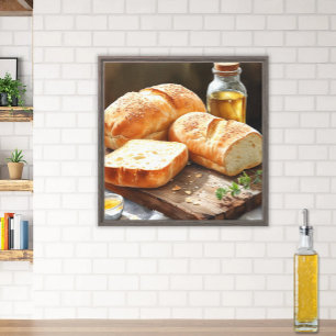 Rustic Bread & Olive Oil Art Kitchen Wall Canvas Print