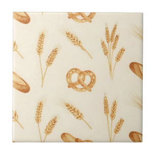 Rustic Bread & Wheat Seamless Pattern Tile