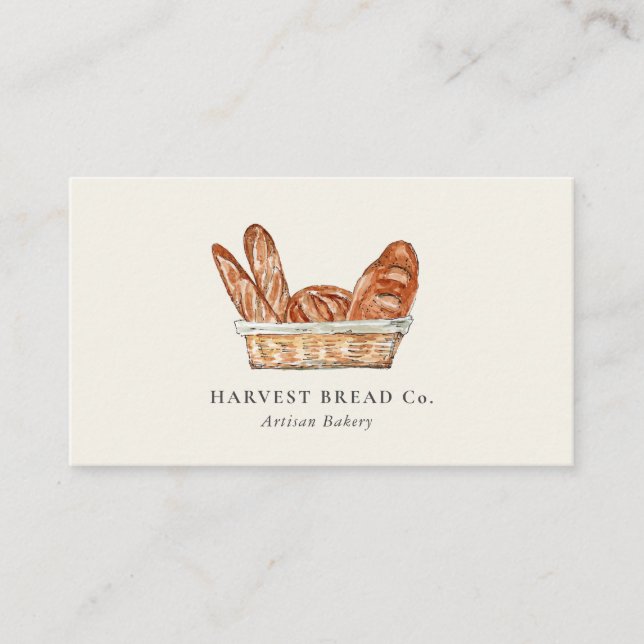 Rustic Breads in Basket  Bakery Business Card (Front)