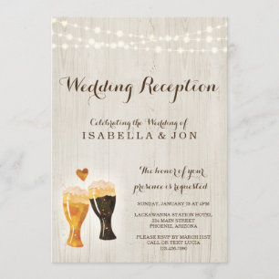 Rustic Brewery Wedding Reception Only Invitation