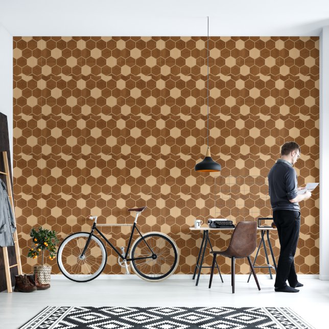 Rustic Brick Polka Dot Wood Panels - Peel & Stick Wallpaper (Living Room)