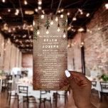 Rustic Brick Vintage Lightbulbs Wedding Programme<br><div class="desc">Antique edison lightbulbs design with botanical greenery at top over rustic brick background.</div>