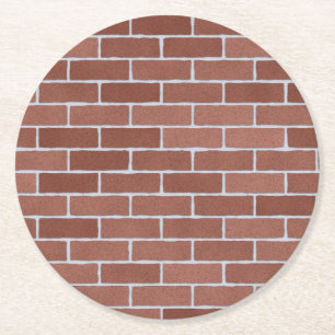 Rustic Brick Wall Pattern Round Paper Coaster