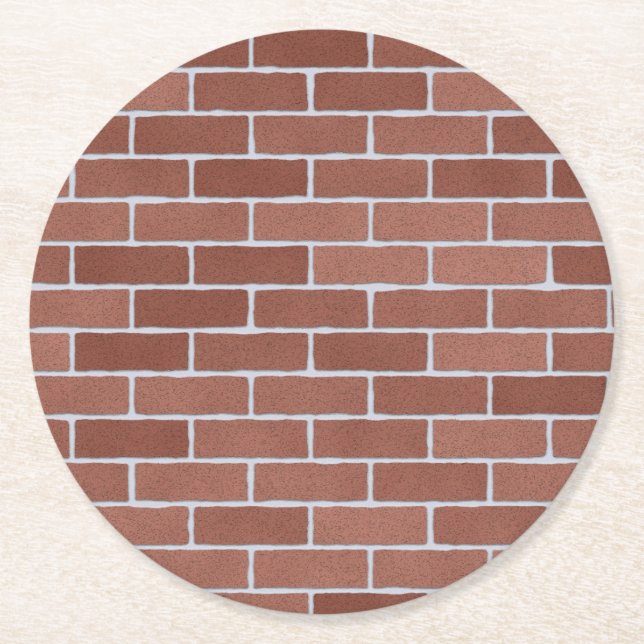 Rustic Brick Wall Pattern Round Paper Coaster (Front)