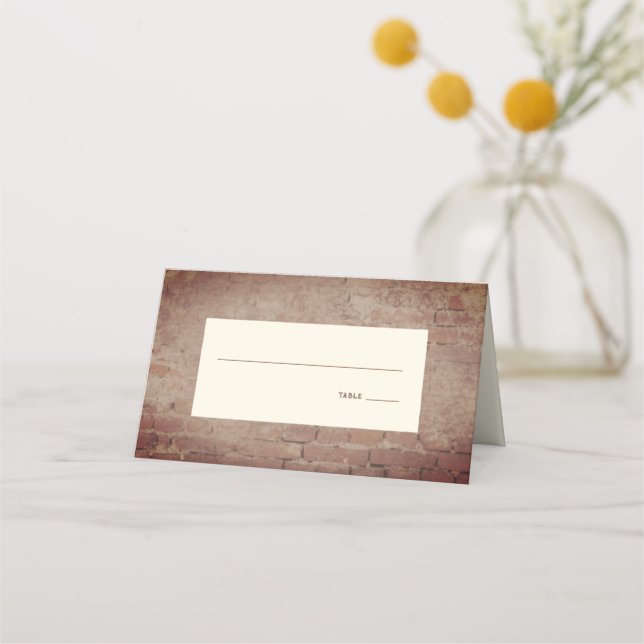 Rustic Brick Wedding Place Card (Front)