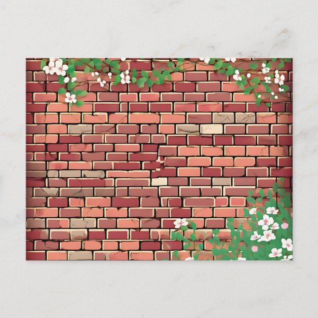Rustic Brick With Floral Postcard (Front)