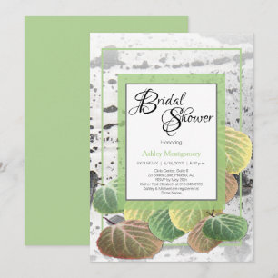 Rustic Bridal Shower Aspen Bark and Leaves Invitation