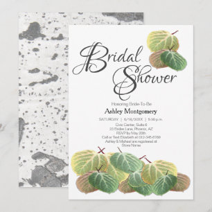 Rustic Bridal Shower Aspen Bark and Leaves Invitation